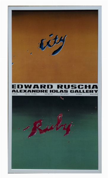 Edward Ruscha : Edward Ruscha[n.d.], Alexandre Iolas Gallery, [1970], 91x50 cm.  - Asta Testimonianze: libri e documenti dell'arte moderna e contemporanea - Associazione Nazionale - Case d'Asta italiane