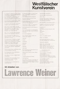 Lawrence Weiner - 50 Arbeiten von Lawrence WeinerMunster, Westfälischer Kunstverein, 1972, 56,1x90 cm.