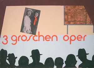 Anonimo - 3 groschen Oper [Lopera da tre soldi](s.d. ma ca. 1930), 40,3x57,5 cm., collage e tempera originale a colori su cartoncino