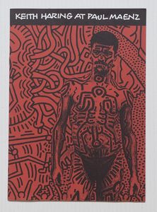 Keith Haring : Keith Haring at Paul Maenz, Köln, Galkeire Paul Maenz, 1984 (maggio), 29,5x21 cm., brossura, pp. [8] con carte rosse, azzurre, gialle e bianche.  - Asta Testimonianze: libri e documenti dell'arte moderna e contemporanea - Associazione Nazionale - Case d'Asta italiane