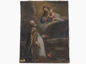 Scuola emiliana del XVII/XVIII secolo - Apparizione della Madonna a San Filippo Neri