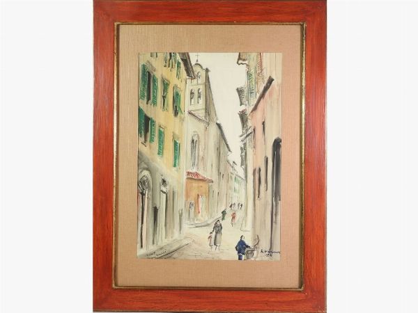 Rodolfo Marma : Borgo Tegolaio 1954  - Asta Arte moderna e contemporanea - Associazione Nazionale - Case d'Asta italiane