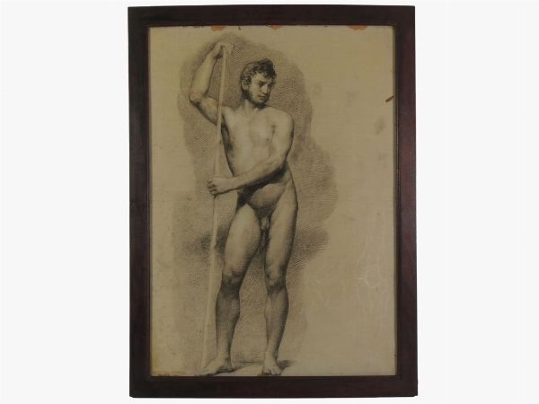 Luigi Sabatelli attribuito : Due nudi maschili  - Asta Arredi e Dipinti da un appartamento milanese - Associazione Nazionale - Case d'Asta italiane