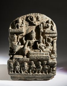 Arte Himalayana - 'Stele in pietra raffigurante UmamahesvaraNepal, X - XI secolo'