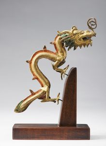 Arte Cinese - 'Dragone in bronzo doratoCina, dinastia Qing'