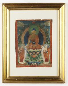 Arte Himalayana : 'Thangka raffigurante Buddha Tibet, XVIII secolo '  - Asta ASTA 301 - ARTE ORIENTALE autunno - Associazione Nazionale - Case d'Asta italiane