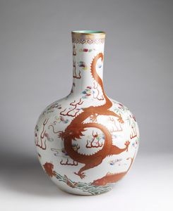Arte Cinese - 'Grande vaso tianchuping  con dragone Cina, fine XIX - inizio XX secolo '