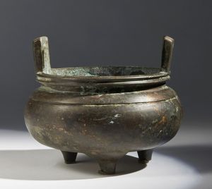 Arte Cinese - 'Incensiere ding in bronzo Cina, dinastia Qing, XVIII secolo '