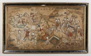 Arte Cinese - 'Ma Gu Xian Shou Tu (Magu offre longevit)Firmato Sheng YanghouCina, dinastia Qing, XVIII secolo Inchiostro e colori su carta '