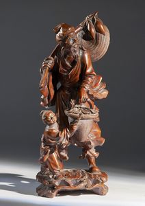 Arte Cinese - 'Scultura in legnoCina, dinastia Qing, XIX secolo'