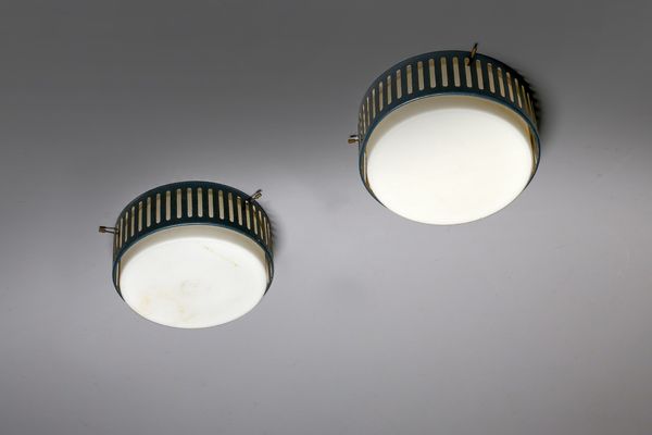 STILNOVO : Coppia di lampade a sospensione modello 1206, anni '50. (2)  - Asta ASTA 299 - DESIGN (online) - Associazione Nazionale - Case d'Asta italiane