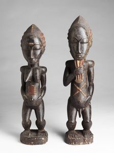 Arte africana - Coppia di Ere-Ibeji, BaulCosta d'Avorio
