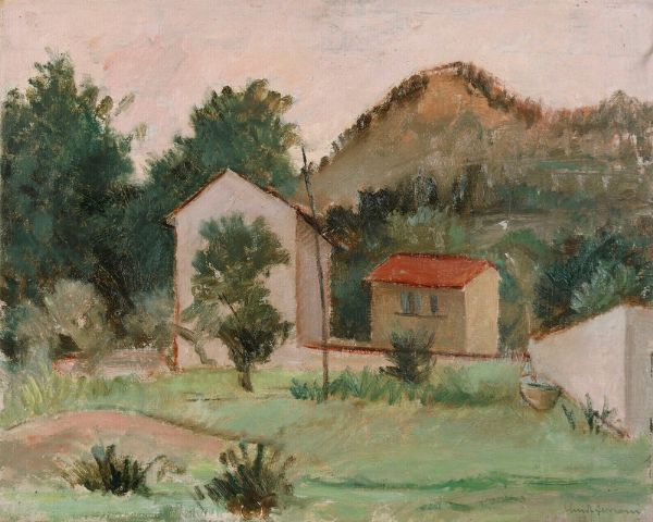 Paesaggio con case  - Asta Dipinti e Sculture del XIX e XX secolo - Associazione Nazionale - Case d'Asta italiane
