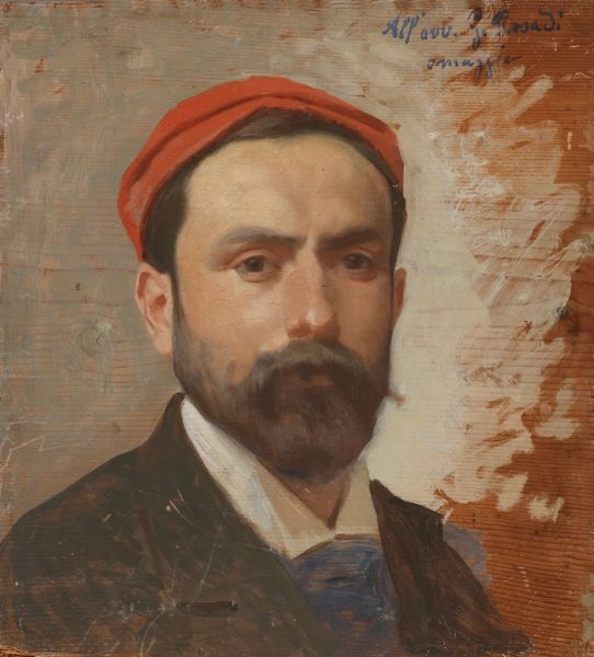 Autoritratto con berretto rosso  - Asta Dipinti e Sculture del XIX e XX secolo - Associazione Nazionale - Case d'Asta italiane