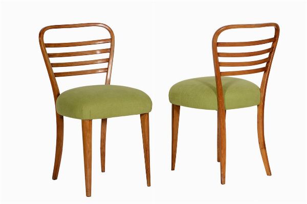Cinque sedie e due poltroncine con struttura e rivestimento in tessuto.  - Asta Design Lab - Associazione Nazionale - Case d'Asta italiane