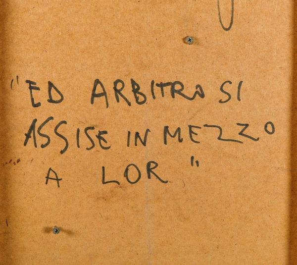 Ceccobelli Bruno : Ed arbitro si assise in mezzo a lor, 1987  - Asta La Collezione Borroni - Associazione Nazionale - Case d'Asta italiane
