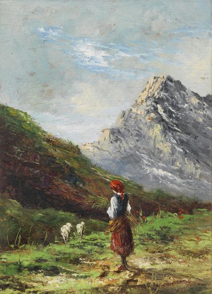 MANCINI CARLO (1829 - 1910) : Paesaggio con armenti e pastorella.  - Asta ASTA 303 - ARTE ANTICA E DEL XIX SECOLO - Associazione Nazionale - Case d'Asta italiane