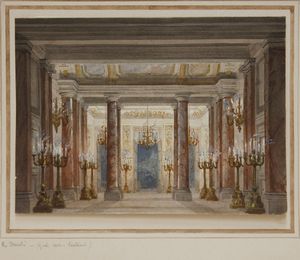 BASOLI ANTONIO (1774 - 1848) - Attribuito a. Interno di palazzo.