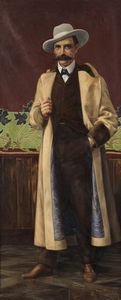OTTONE CASIMIRO (1856 - 1923) : Ritratto d'uomo con cappello.  - Asta ASTA 303 - ARTE ANTICA E DEL XIX SECOLO - Associazione Nazionale - Case d'Asta italiane