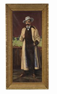 OTTONE CASIMIRO (1856 - 1923) : Ritratto d'uomo con cappello.  - Asta ASTA 303 - ARTE ANTICA E DEL XIX SECOLO - Associazione Nazionale - Case d'Asta italiane