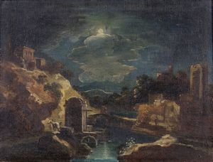 ARTISTA DEL XVIII SECOLO - Paesaggio notturno.