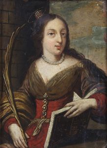 ARTISTA DEL XVII SECOLO - Ritratto di donna con libro.