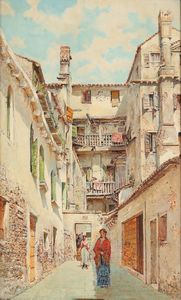 DE FRANCESCHI MARIANO  (1849 - 1896) - Via di citt mediterranea.