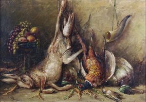 MENEGHINI (1866-?) RUGGERO - Natura morta con cacciagione.