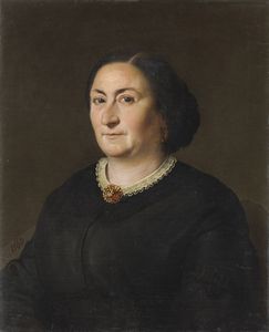 ARTISTA DEL XIX SECOLO - Ritratto di donna con medaglione.