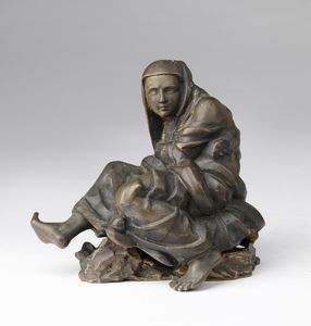 BRONZISTA DEL XIX SECOLO - Figura di donna seduta in bronzo.