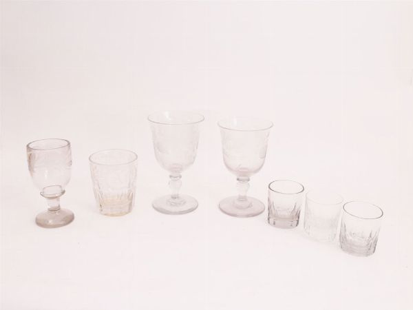 Sette bicchieri in cristallo  - Asta House Sale: Curiosit: Vintage, Soffitta e Cantina - Associazione Nazionale - Case d'Asta italiane