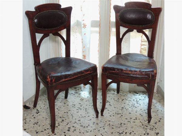 Coppia di sedie liberty in mogano  - Asta House Sale: Curiosit: Vintage, Soffitta e Cantina - Associazione Nazionale - Case d'Asta italiane