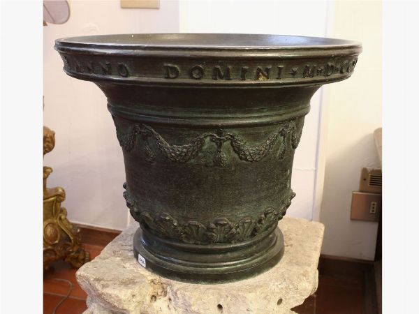 Grande mortaio in bronzo, 1733  - Asta La dimora del Collezionista - Villa delle Azalee a Firenze - IV - Associazione Nazionale - Case d'Asta italiane
