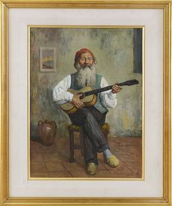 EDWARDO SCOGNAMIGLIO [XIX-XX secolo] - Vecchio suonatore di chitarra