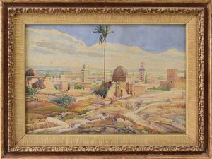 OTTAVINO ANDREINI [ 1872 - 1943] - Paesaggio orientalista, 1923
