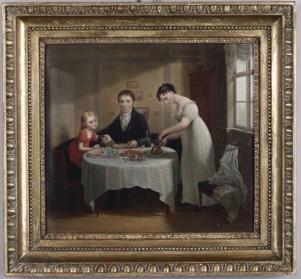 Ritratto di una famiglia a tavola  - Asta La dimora romana di Giorgio Forattini - Associazione Nazionale - Case d'Asta italiane