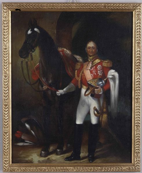 Ritratto di ufficiale con cavallo  - Asta La dimora romana di Giorgio Forattini - Associazione Nazionale - Case d'Asta italiane