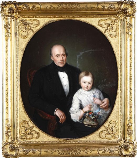 Ritratto di padre con bambina  - Asta La dimora romana di Giorgio Forattini - Associazione Nazionale - Case d'Asta italiane