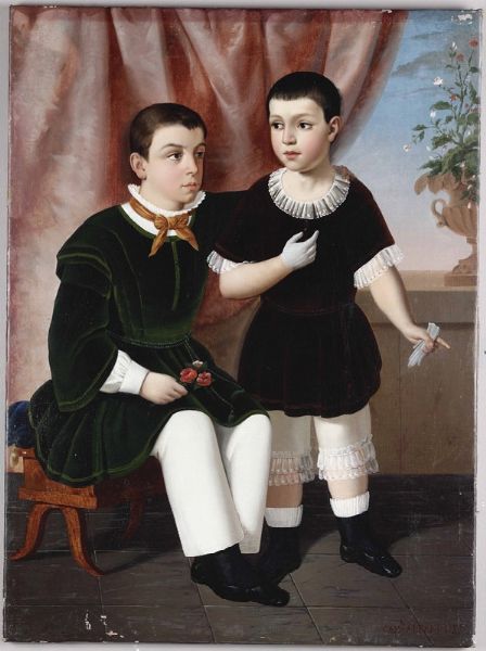 Ritratto di due bambini  - Asta La dimora romana di Giorgio Forattini - Associazione Nazionale - Case d'Asta italiane
