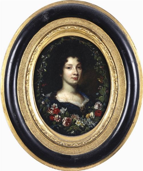 Ritratto di dama in un serto di fiori  - Asta La dimora romana di Giorgio Forattini - Associazione Nazionale - Case d'Asta italiane