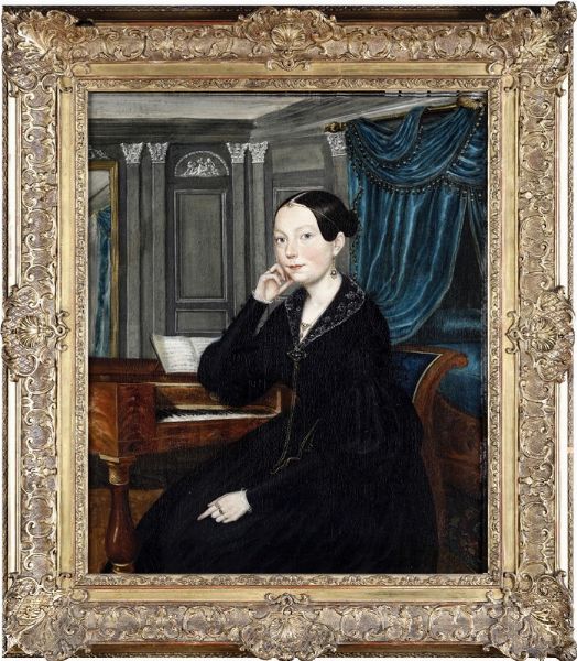Ritratto di gentildonna al pianoforte, 1841  - Asta La dimora romana di Giorgio Forattini - Associazione Nazionale - Case d'Asta italiane