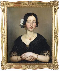 Ritratto di giovane donna in abito nero  - Asta La dimora romana di Giorgio Forattini - Associazione Nazionale - Case d'Asta italiane