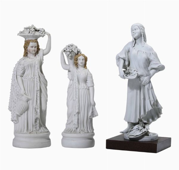 Tre figurine, XX secolo  - Asta La villa di campagna di Leonardo Botta - Associazione Nazionale - Case d'Asta italiane