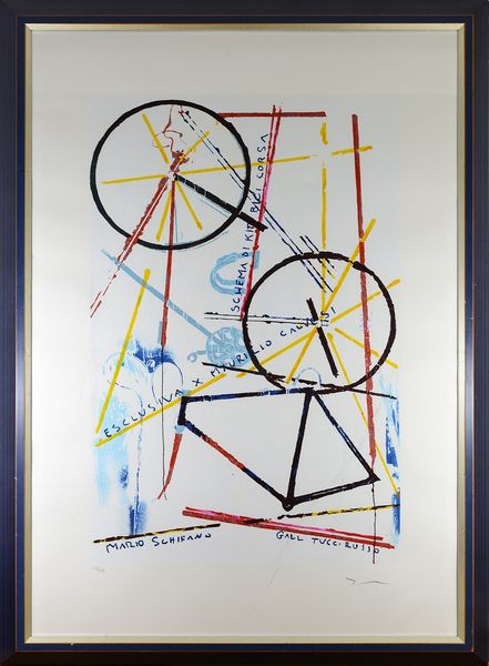 SCHIFANO MARIO (1934 - 1998) : Esclusiva per Maurizio Calvesi, schema di kit per bici da corsa.  - Asta ASTA 305 - ARTE MODERNA (online) - Associazione Nazionale - Case d'Asta italiane