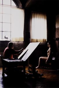 Lo Duca Nino - Bruno Cassinari al lavoro nel suo studio di Milano con una modella, 1980