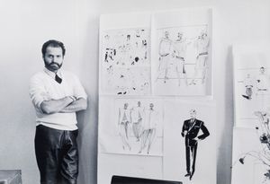 Lo Duca Nino : Gianni Versace nel suo studio a Milano, anni '80-'90  - Asta Asta a Tempo | Nino lo Duca - Associazione Nazionale - Case d'Asta italiane