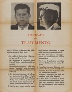 Anonimo : WANTED FOR TREASON [IL MANIFESTO DI DALLAS]  - Asta Manifesti d'Epoca - Associazione Nazionale - Case d'Asta italiane