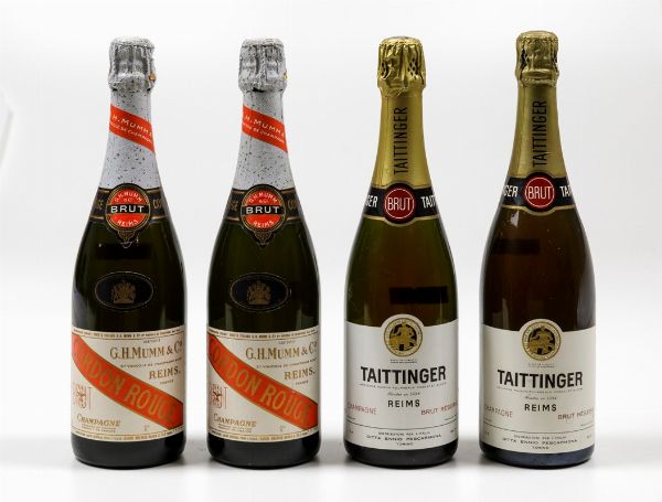 Taittinger, Champagne Brut Reserve G.H. Mumm, Champagne Cordon Rouge  - Asta Asta a Tempo | Vini - Associazione Nazionale - Case d'Asta italiane