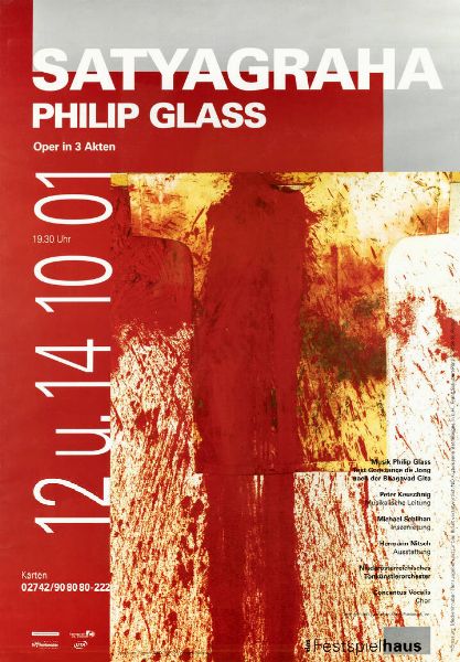 MANIFESTO : Hermann Nitsch. Satyagraha Philip Glass  - Asta Asta di grafica - Associazione Nazionale - Case d'Asta italiane