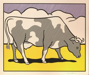LICHTENSTEIN ROY - ROY LICHTENSTEIN (New York 1923 - 1997) Cow Going Abstract (trittico) serigrafia su carta, foglio cm 66x78; es.  [..]